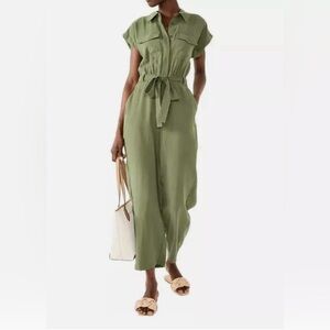 NWT Nine West Olive Green Belted Jumpsuit With Pockets - Size PXXL‎